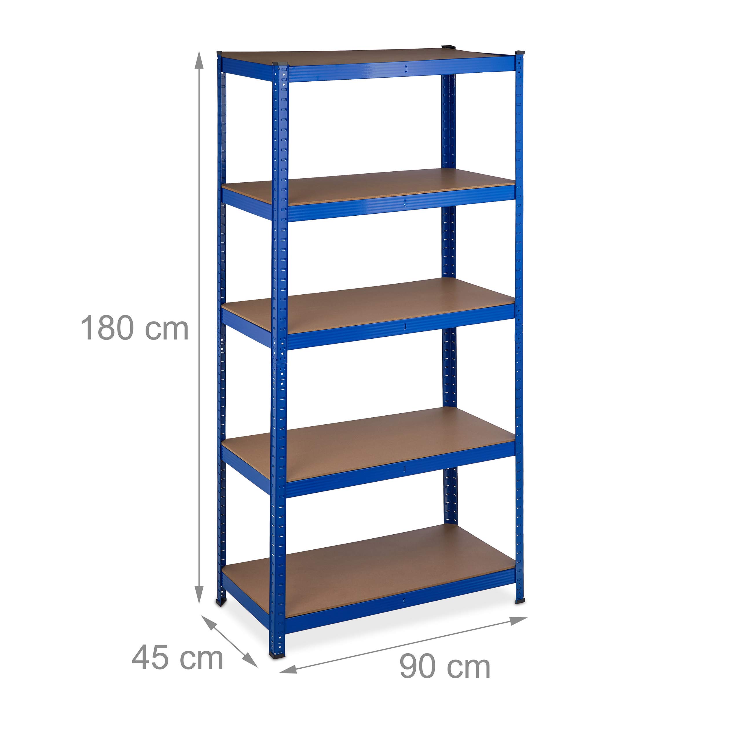 Relaxdays Scaffale in Metallo, capacità 1325 kg, 180x90x45 cm, 5 Ripiani, Casa, Dispensa, Garage & Officina, Acciaio,Blu