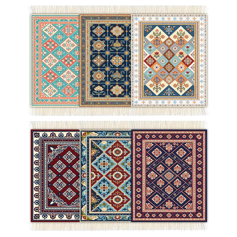 ANATTASOUL Set of 6 Türkischer Muster Teppich Untersetzer für Zuhause