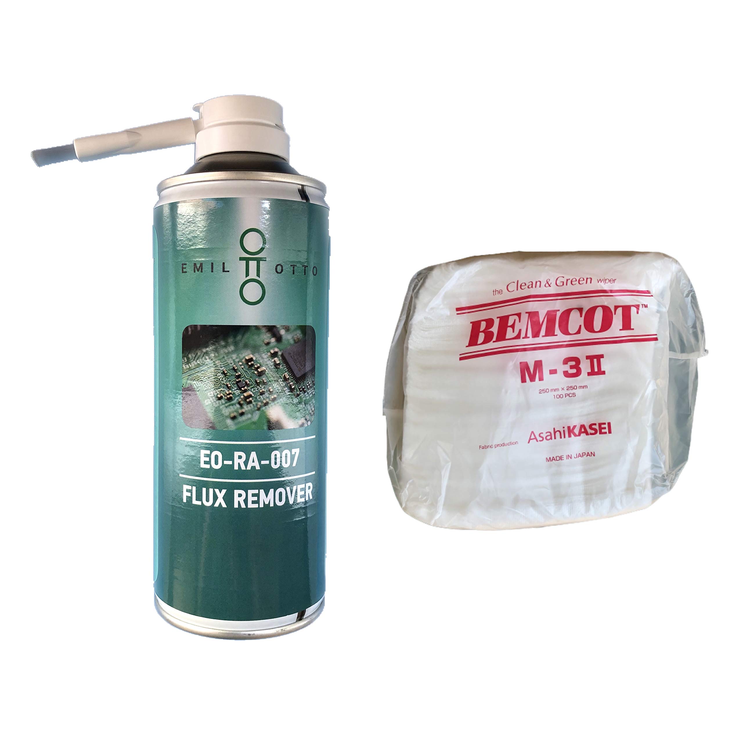 Vorteils-Set: Flux-Remover/Platinenreiniger EO-RA-007 mit Bürste, 400 ml + antistatische Reinraumtücher/ESD-Tücher (100 Tücher, Tuchgröße: 250 mm x 250 mm)