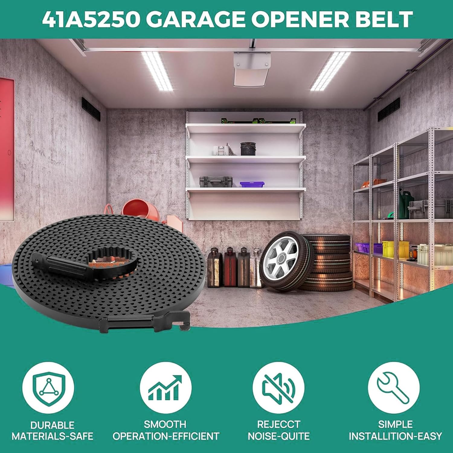 Pomya 41A5250ガレージドアオープナーベルト、237インチガレージドアベルト高さ7フィートのガレージドア、41A5250ガ