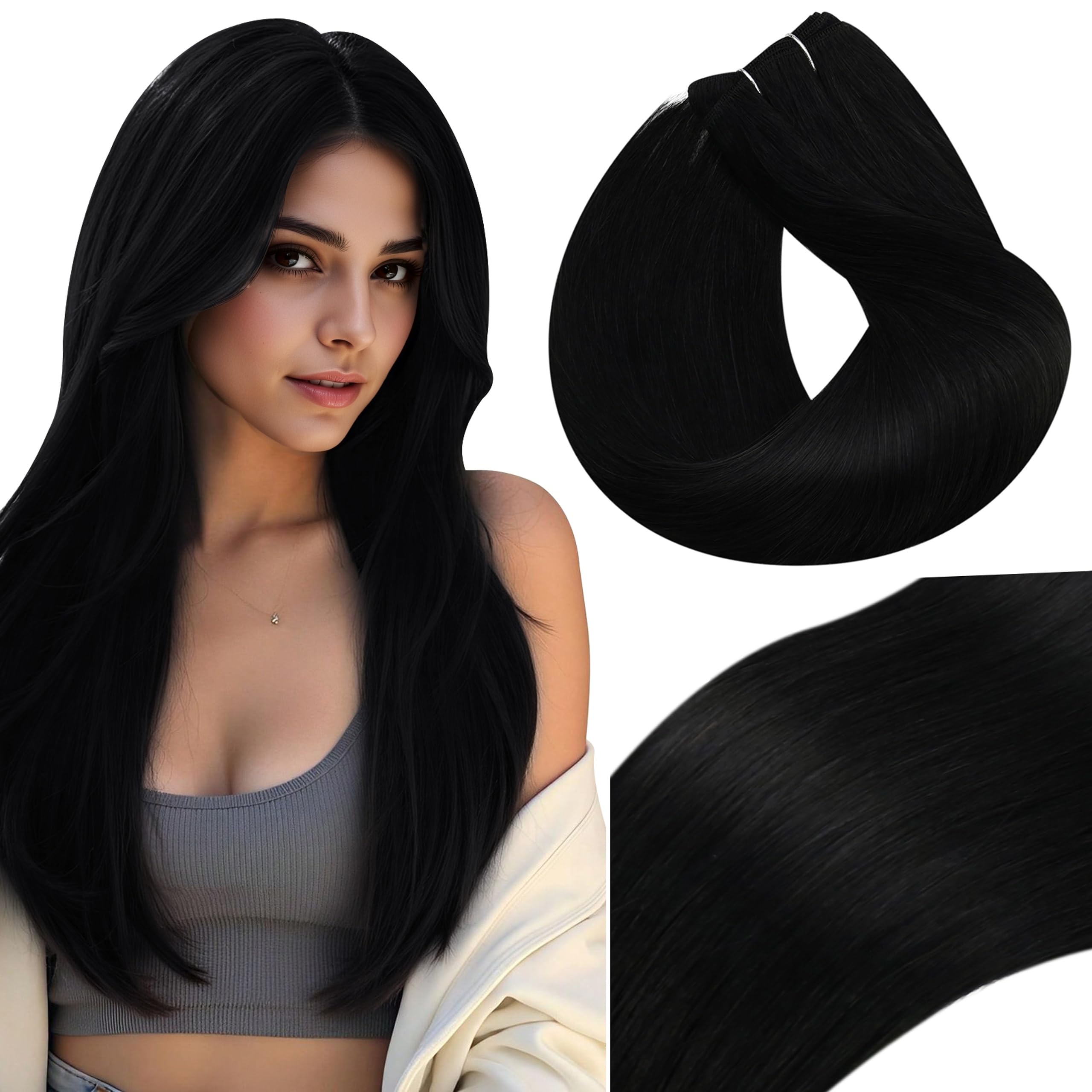 Amazon.com : Vivien Sew in Hair Extensions, Human Hair #1, 14 Inch