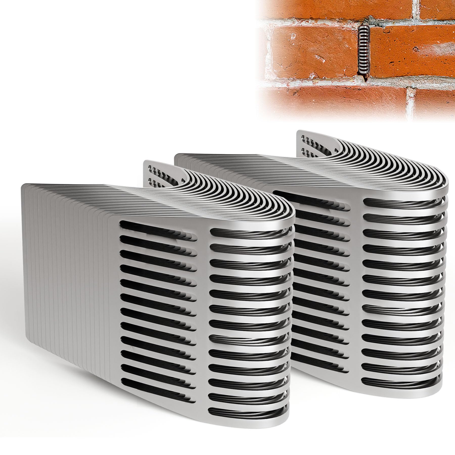 Dabolang 40 PCS Weep Hole Covers for Brick Walls, Spring Stainless Steel Brick Hole Filler, Weep Hole Screens Cover Holes in Wall, Fits Different