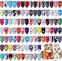Huhumy 100 Pack Paw Dog Bandanas Bulk - Colorful Triangle Pet Scarves for Medium Large Dogs, Holiday Birthday Summer Costumes