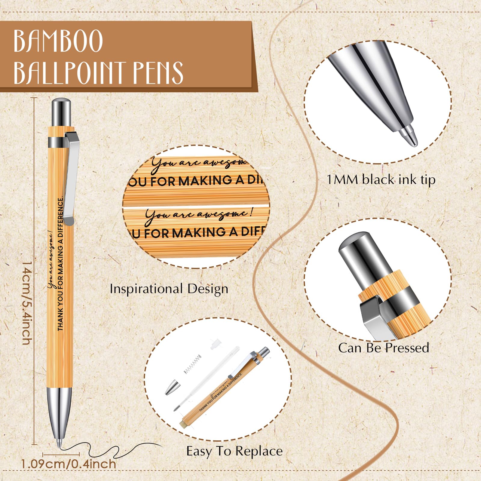 Dianelhall 2 Pcs Leaving Gifts for Colleagues Women Teacher Thank You Inspirational Notebook Ballpoint Pen Kraft Lined Notepad Appreciation Gifts for Employee Coworker Volunteer Christmas - Image 4