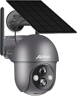 ANRAN Security Camera Wireless Outdoor with 360° View, Solar Outdoor Camera with Smart Siren, Spotlights, Color Night Vision, PIR Human Detection, Pan Tilt Control, 2-Way Talk, IP65, Q1 Grey