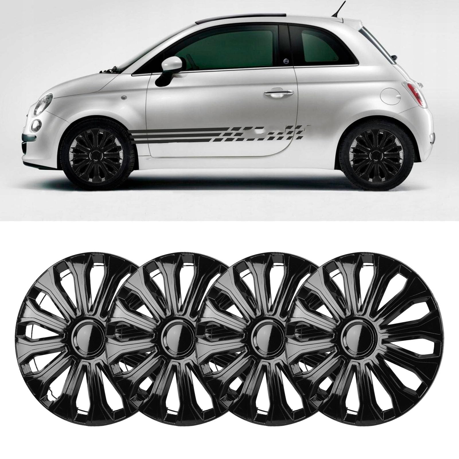 Generic 17-calowe Kołpaki na Koła Samochodowe 4 szt. Modne Kołpaki na Koła, łatwe Zakładanie w Celu Wymiany Pasują do Pasują do, Wysokiej Jakości materiał ABS (BLACK)