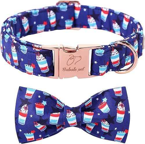 Miniatura 48 de Lindo collar de perro de fresa con corbatín – Collar ajustable de primavera y verano rosa con corbatín rosa, transpirable y cómodo, para perros