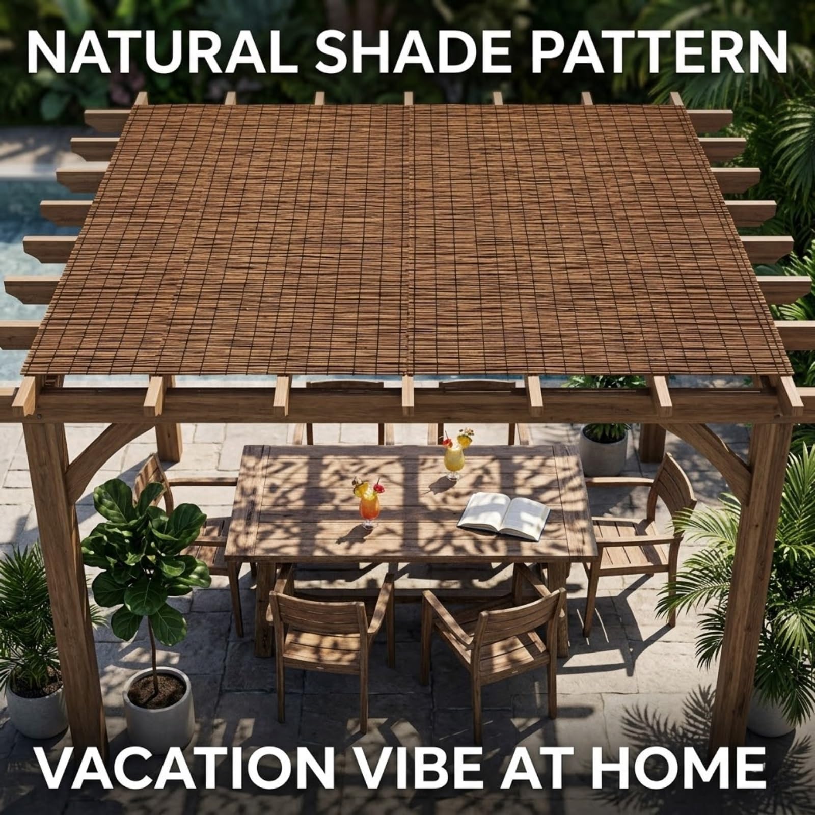 Arella in Canna Naturale Carbonizzata, Recinzione Frangivista Privacy per Giardino Balcone Terrazzo, Stuoia Ombreggiante Bamboo con Filo in Nylon Robusta, 1,83x4.33 m(Naturale,0.30 m H x 12.95 m L)