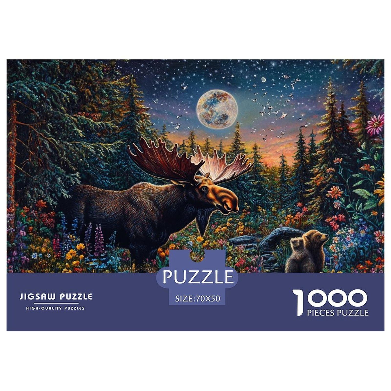 Puzzle Moose 1000 Pieces Challenge Game for Adults,Nature Scene Impossible Jigsaw Puzzles 1000 Piece Educational Games Home Decoration 70x50cm/1000pcs