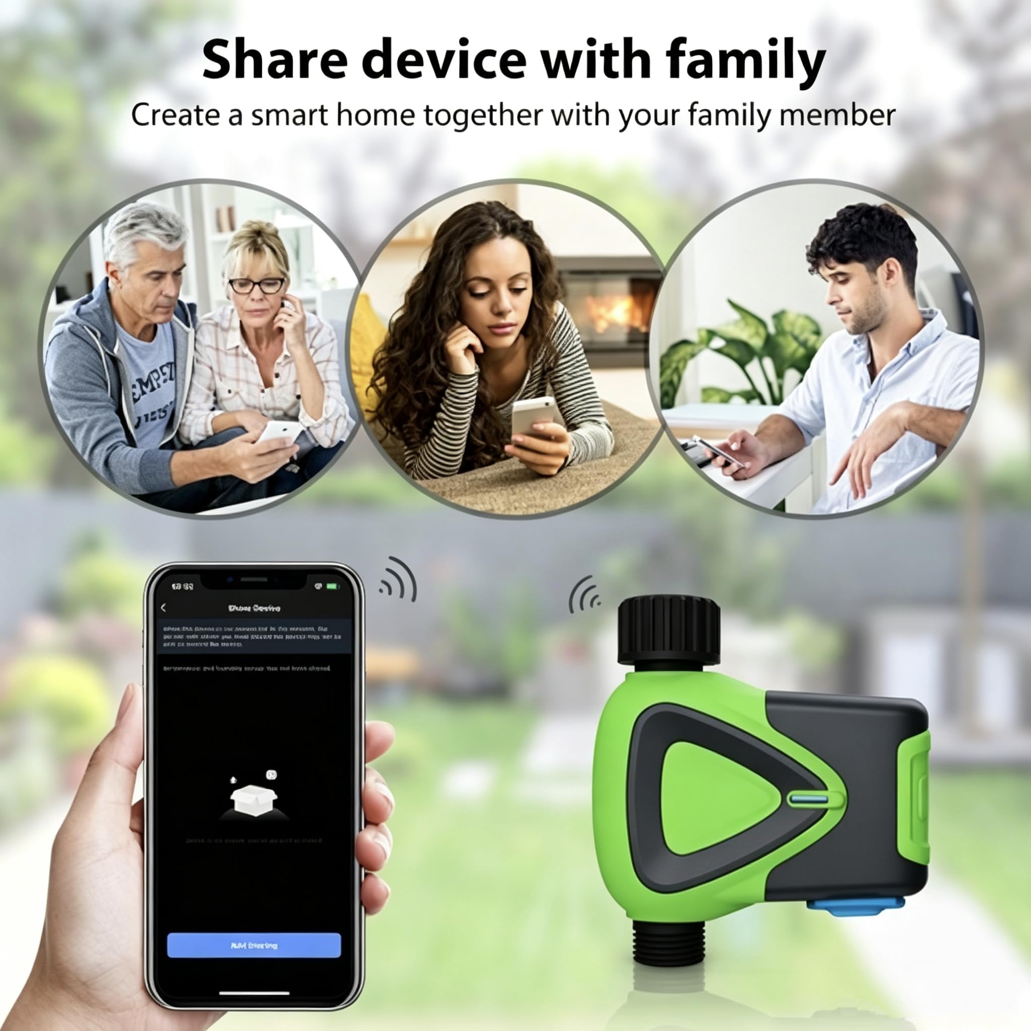 Regolatore di irrigazione per tubo da giardino, timer dell'acqua controllato da app, con ritardo della pioggia, irrigazione automatica e manuale, sistema di irrigazione esterno impermeabile, nero con