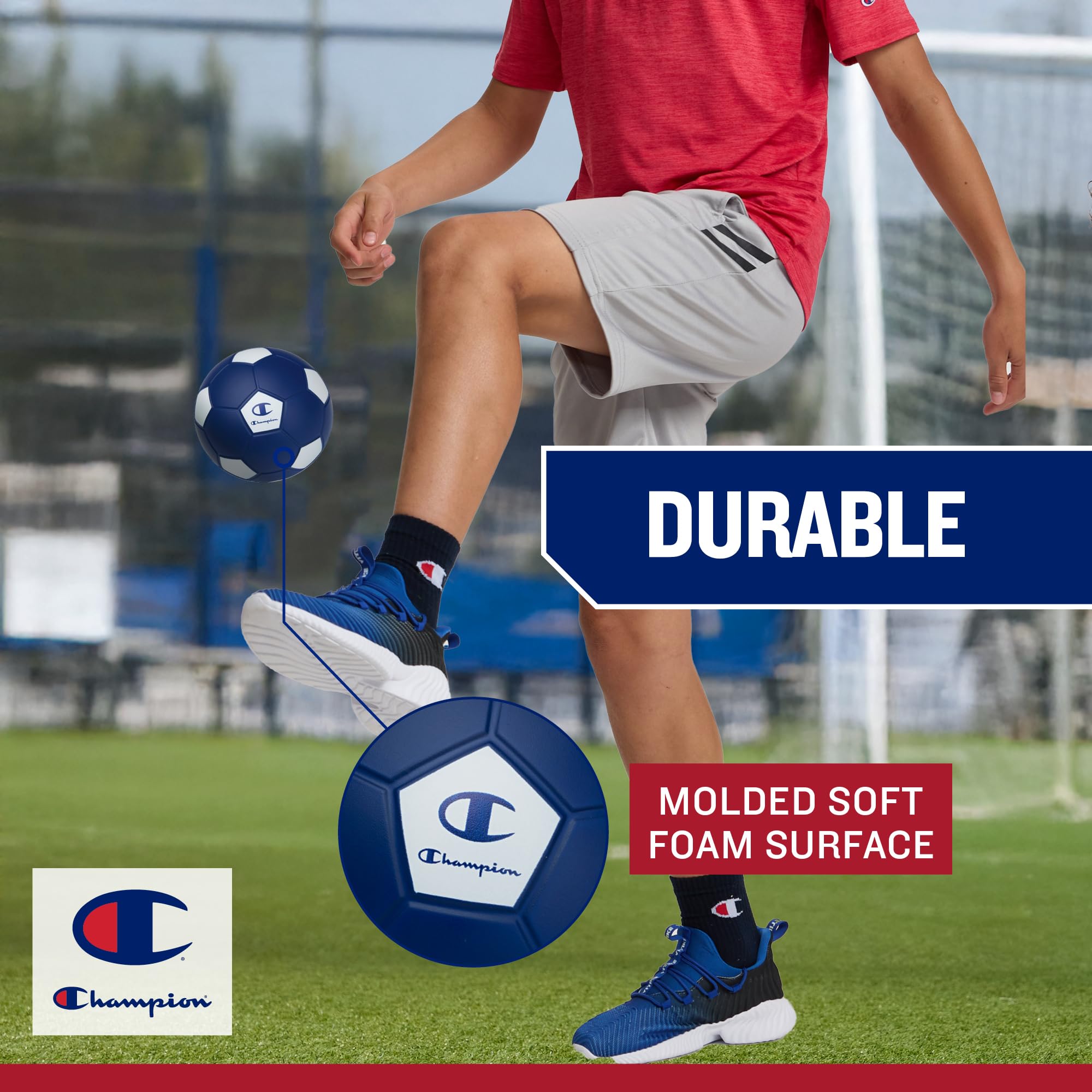 Champion Multi-Sport-Schaumstoffball-Set für Kinder (3er-Pack), weicher PU, Mini-Fußball, Basketball und Fußball, mit robuster Schaumstoffkonstruktion, sicher für Hinterhof, Spielplatz, Schule und