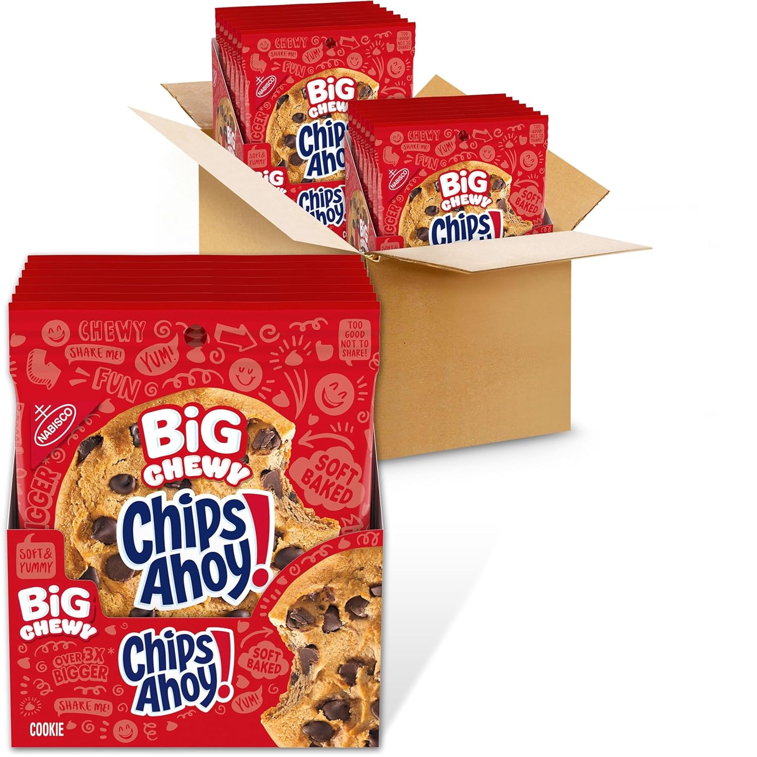 (Best By:27/Nov/2025)CHIPS AHOY! Big Chewy Chocolate Chip Cookies, 14 Snack Packs (1 Cookie Per Pack)