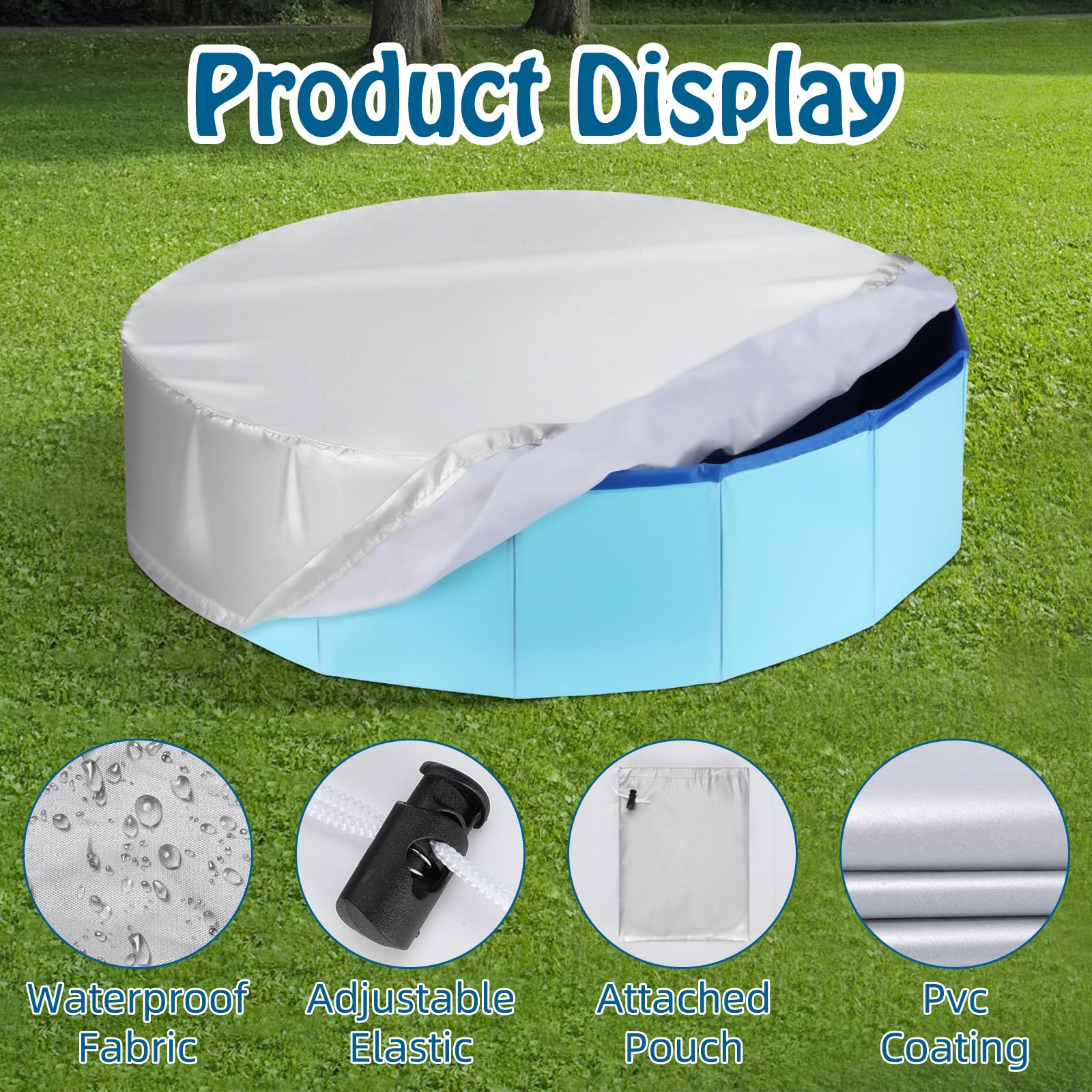 Rypet Pet Pool Cover Foldable Round Dog Swimming Pool Cover Kiddie Pool Cover,Leak Proof Washable Kiddie Pet Small Paddling Bath Accessories for Dog Kiddie Pool Bathing Tub - Image 3