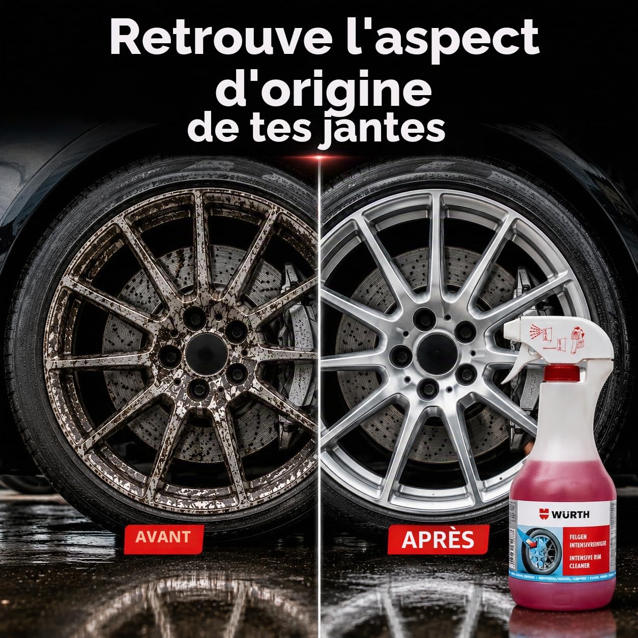 Würth Nettoyant Intensif pour Jantes 1000 ML – Nettoyant Jantes Voiture Puissant en Spray – Élimine Saletés Tenaces – Entretien Auto – Spray Nettoyant pour Jantes