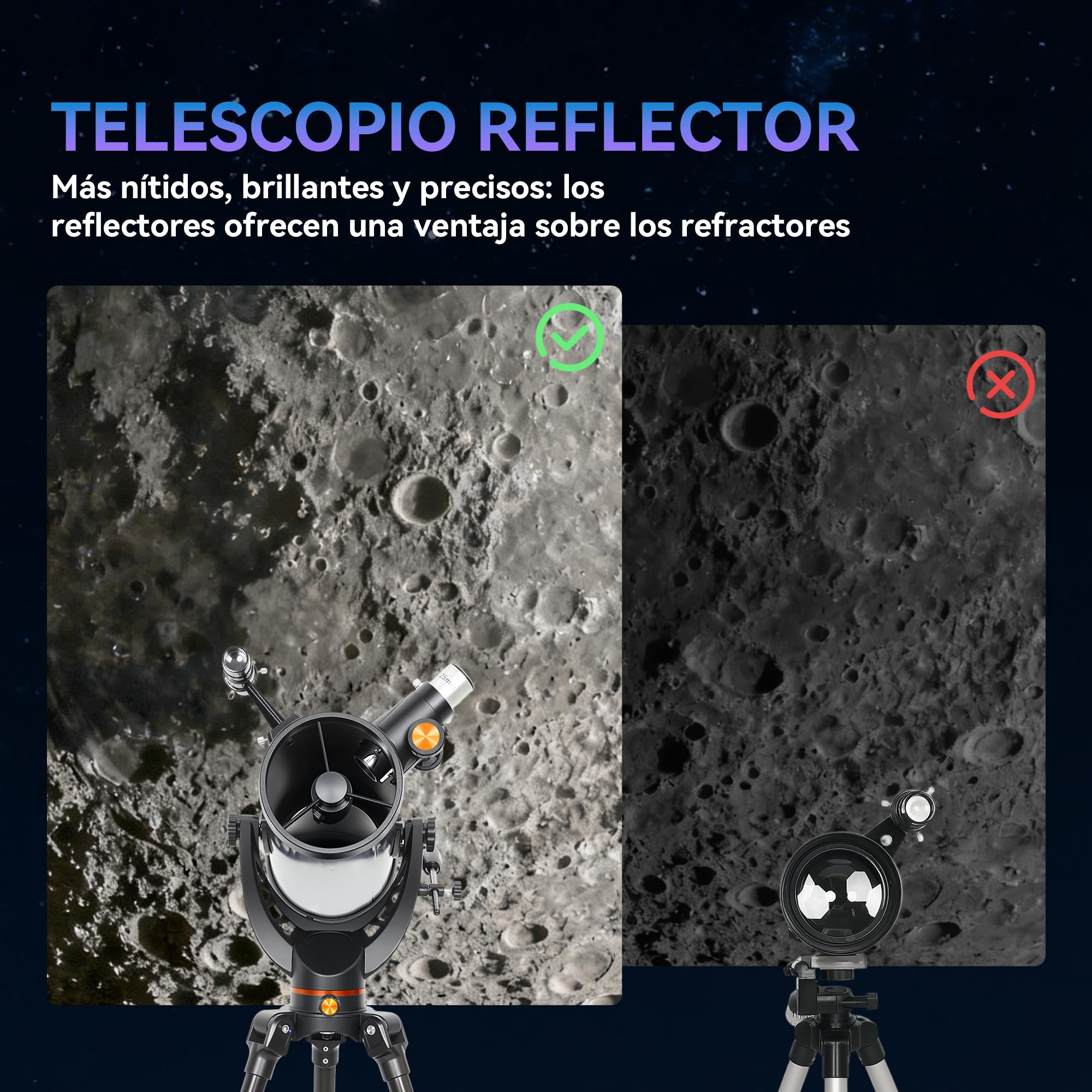 Outsunny Telescopio Reflector Astronómico, Apertura de 114 mm, 40X/100X, 1000 mm Telescopio Astronómico para Adultos, Principiantes y Niños, con Trípode Ajustable y Bolsa de Transporte