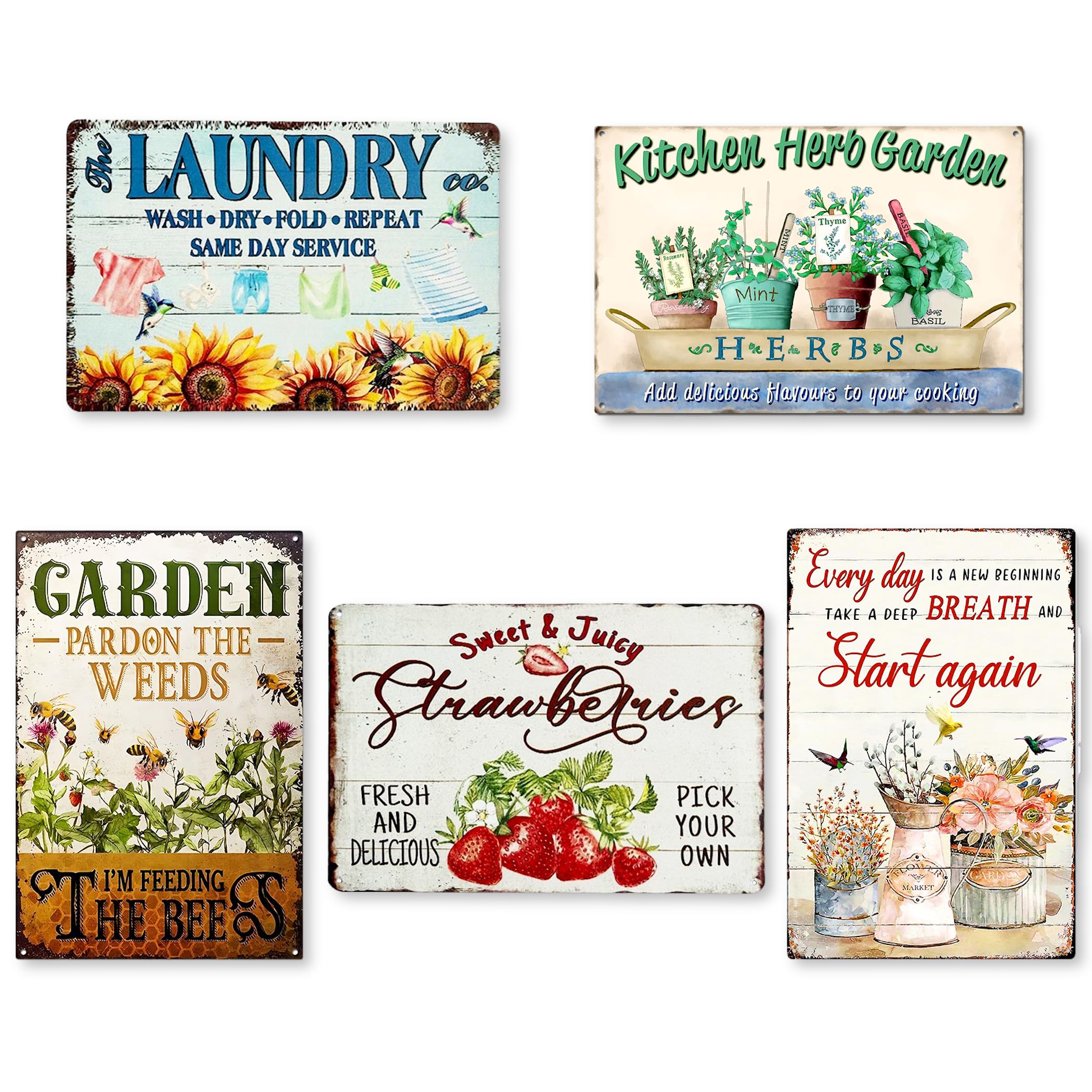 Amazon | Lezalic ブリキ 看板 ガーデニング 壁飾り 床置き プレート