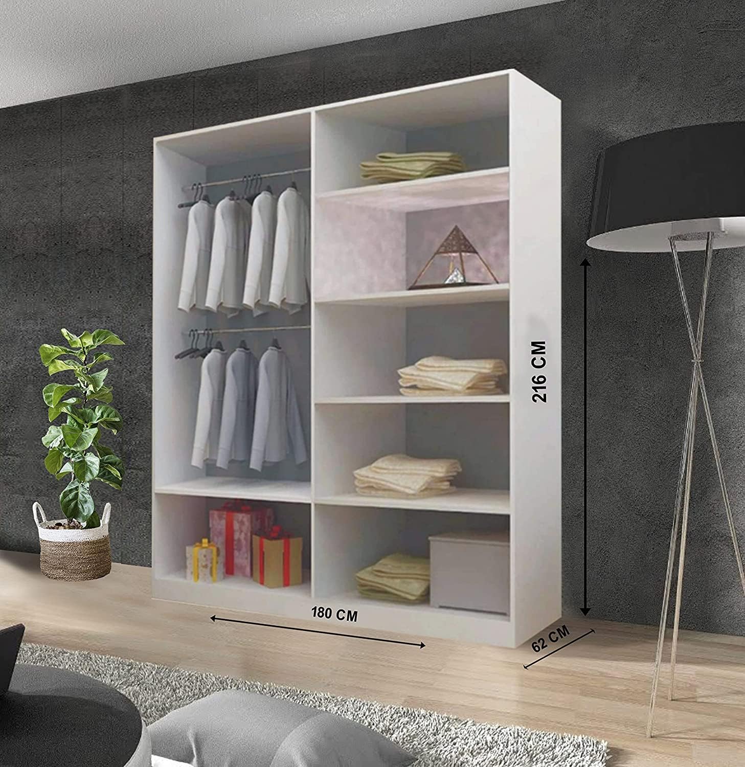 Spacious Bedroom Sliding Wardrobe - Sleek and Functional Design comes in White/Grey/Black/Oak and Width 150cm/180cm/203cm/250cm (Grey, 180cm) Grey 180cm