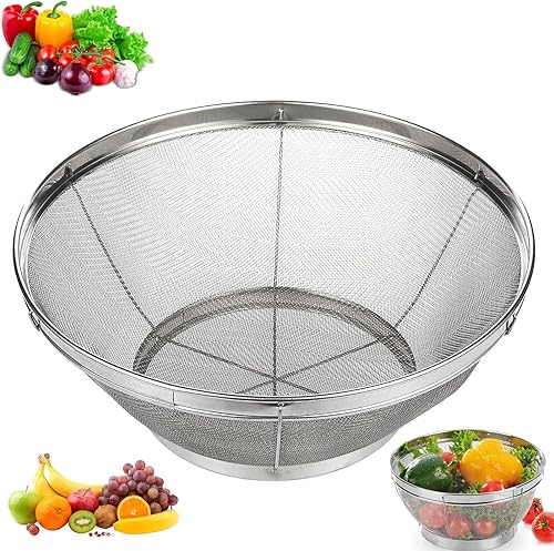 Colador de malla fina de 4 cuartos de galón, tamiz de malla extra fina para cocina, perfecto para colar arroz, pasta, quinua, colador de acero