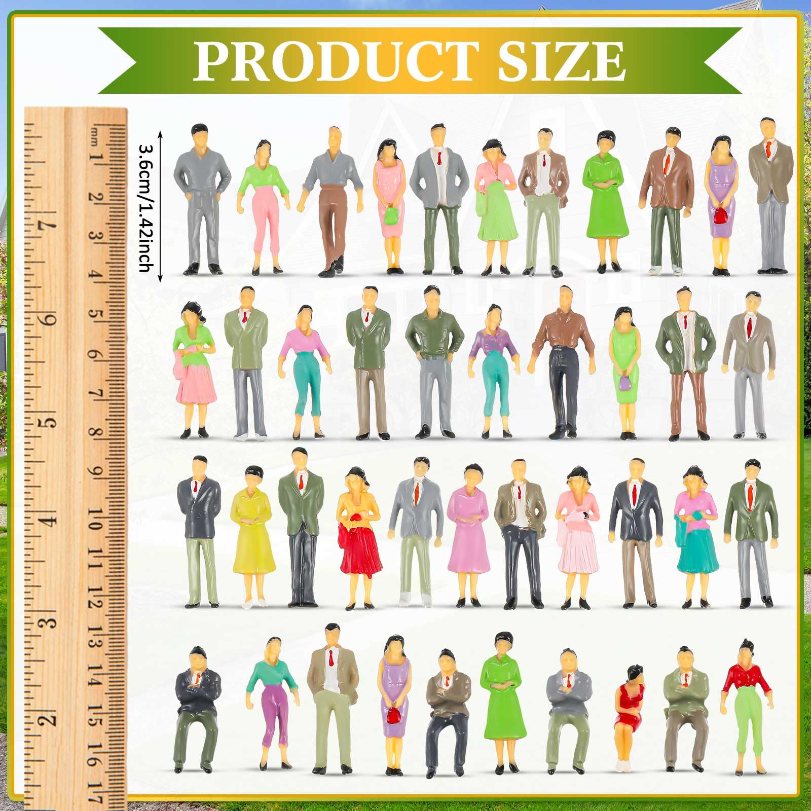 Kasyat 50 Mini Figurine di Persone Modello in Scala 1: 50 dei Treni Architettonici Dipinte Piccole Persone Giocattolo di Figurine in Miniatura in Plastica Persone Sedute in Piedi (Stile Elegante, 50)