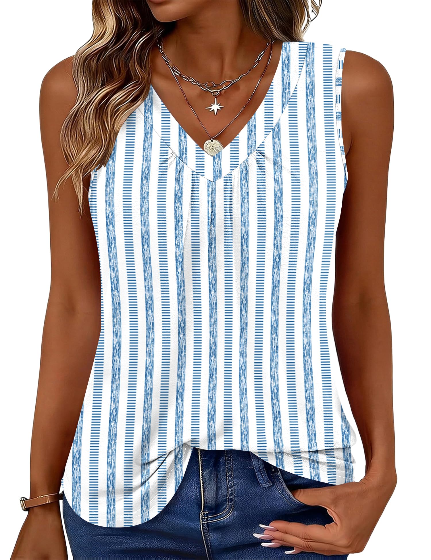 Kistore Tank Top Damen V Ausschnitt Bluse Damen Sommer Ärmellos Oberteile Elegant Blusen Mode 2026 S-2XL