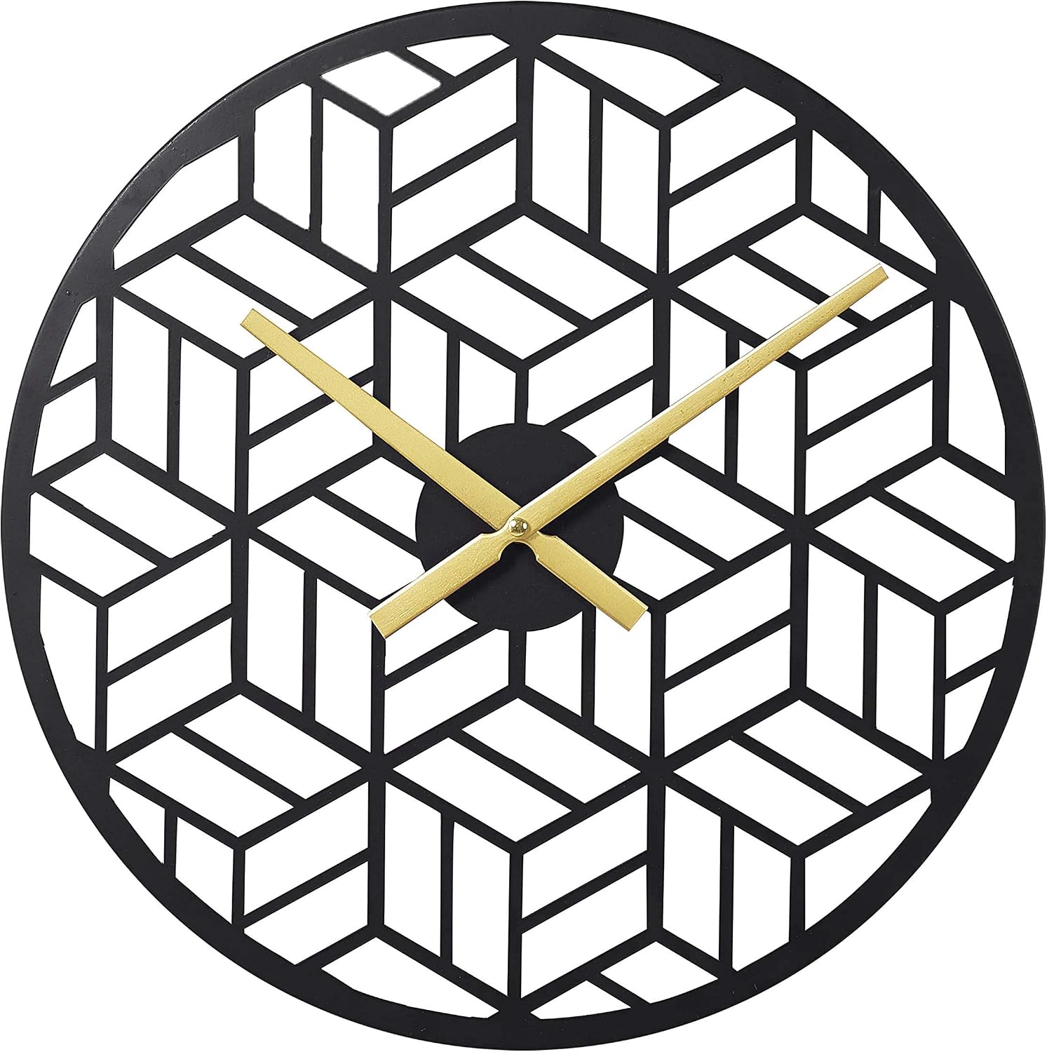 Modern Black Wall Silent Clocks 16" Metal Decorative for Living Room Kitchen Bedroom Office Wall Decor Without Numbers
