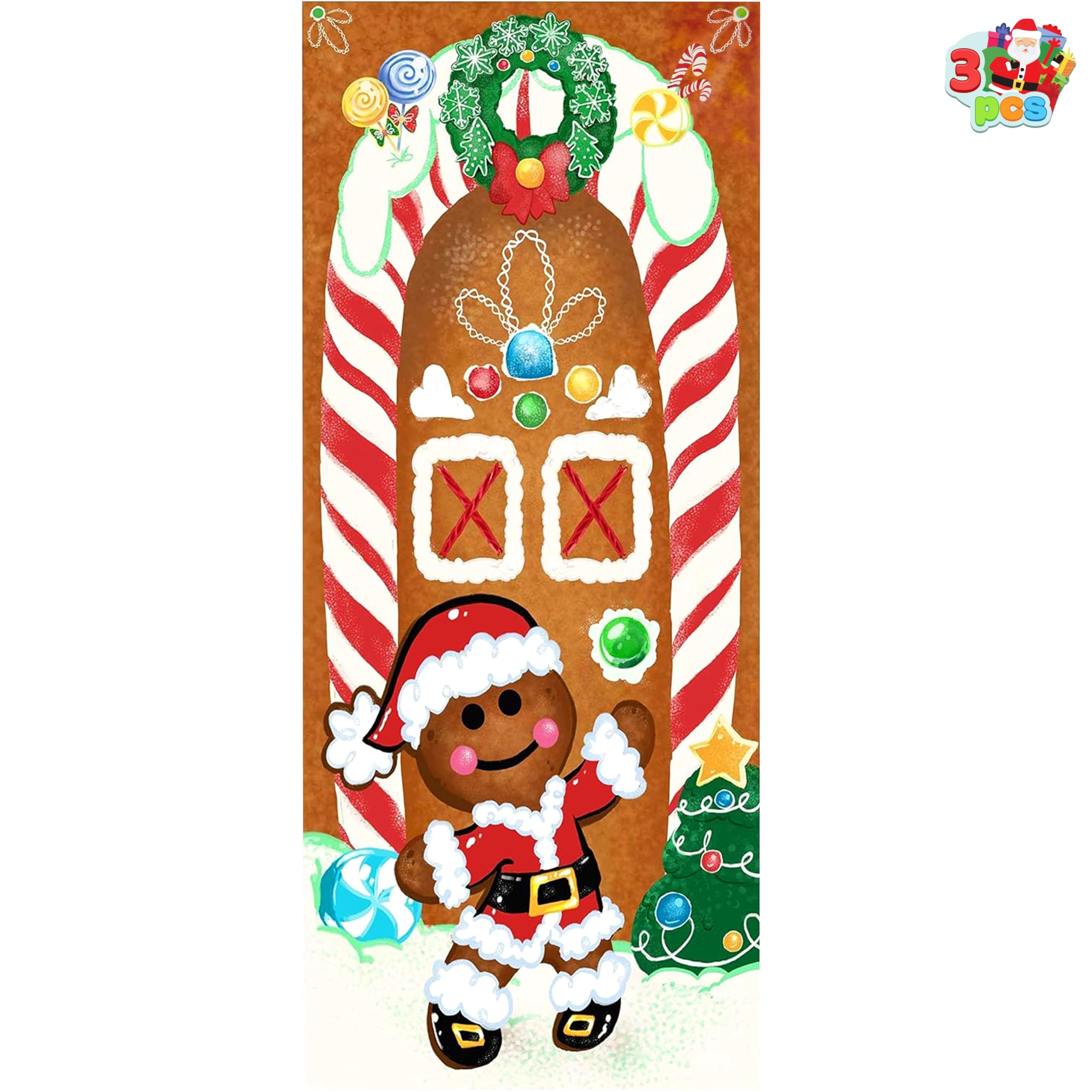 JOYIN Joiedomi Christmas Gingerbread Door Cover Window Banner Front Door Porch Sign Village Displays Christmas Indoor Outdoor Decor Holiday Winter House Decoration (72