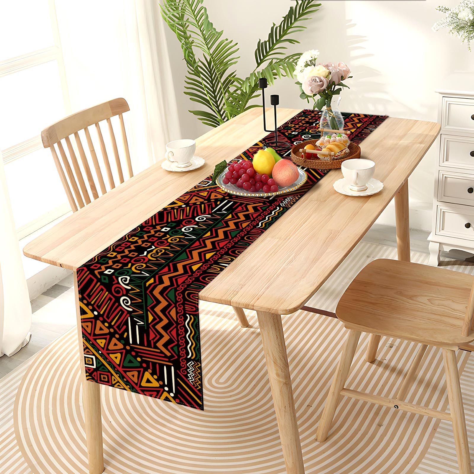 Chemin De Table Motif Drapeau Du Bénin - 33 X 177,8 Cm - Toile De Jute Lavable Pour Table Basse, Terrasse, Décoration D'Intérieur - 11