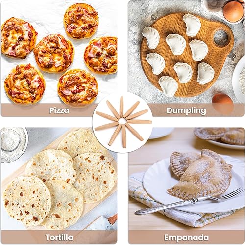 Miniatura 7 de Elsjoy Paquete de 12 rodillos de madera pequeños de 8 pulgadas, rodillo de madera antiadherente para hornear pasteles, galletas, pasta, albóndigas