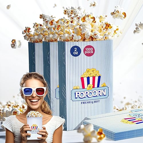 Bolsas de palomitas de maíz de estilo vintage, fondo plano, 2 onzas, 1000 unidades, porciones individuales, a granel, perfectas para fiestas, noches