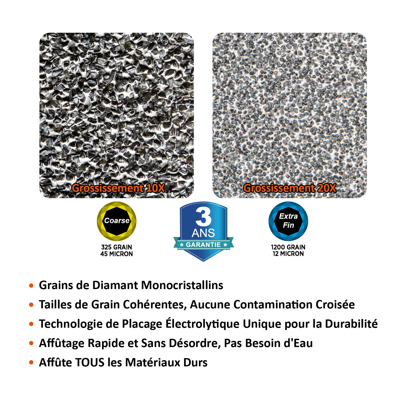 SHARPAL 121N Pierre à aiguiser diamantée à double grain pour affûter les couteaux Chasse Outdoor Couteaux Aiguiseur d'outils de jardinage (grain grossier/extra fin 325/1200)