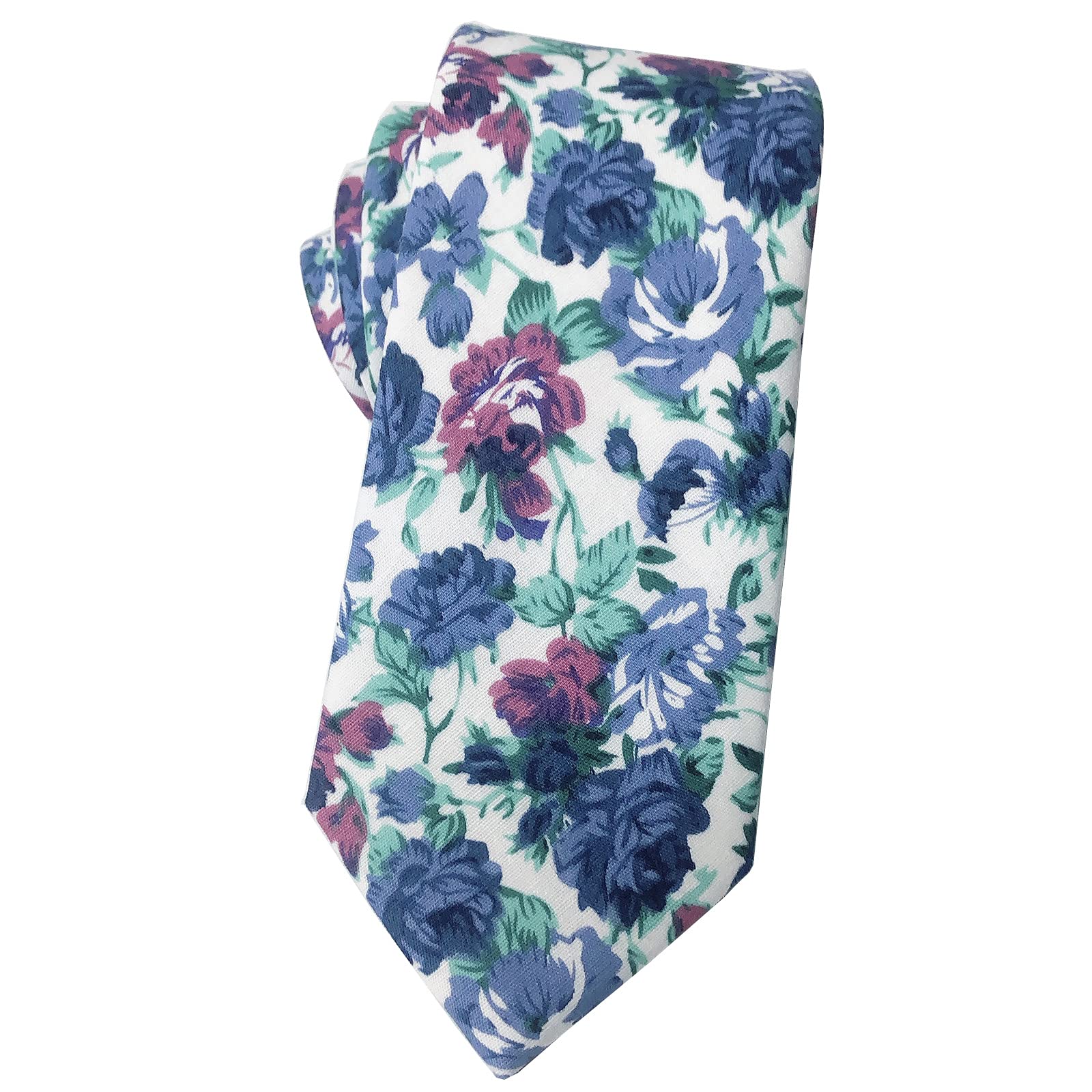 Mantieqingway Men's Cotton Floral Neck Tie 2.56'' Printed Skinny Tie
