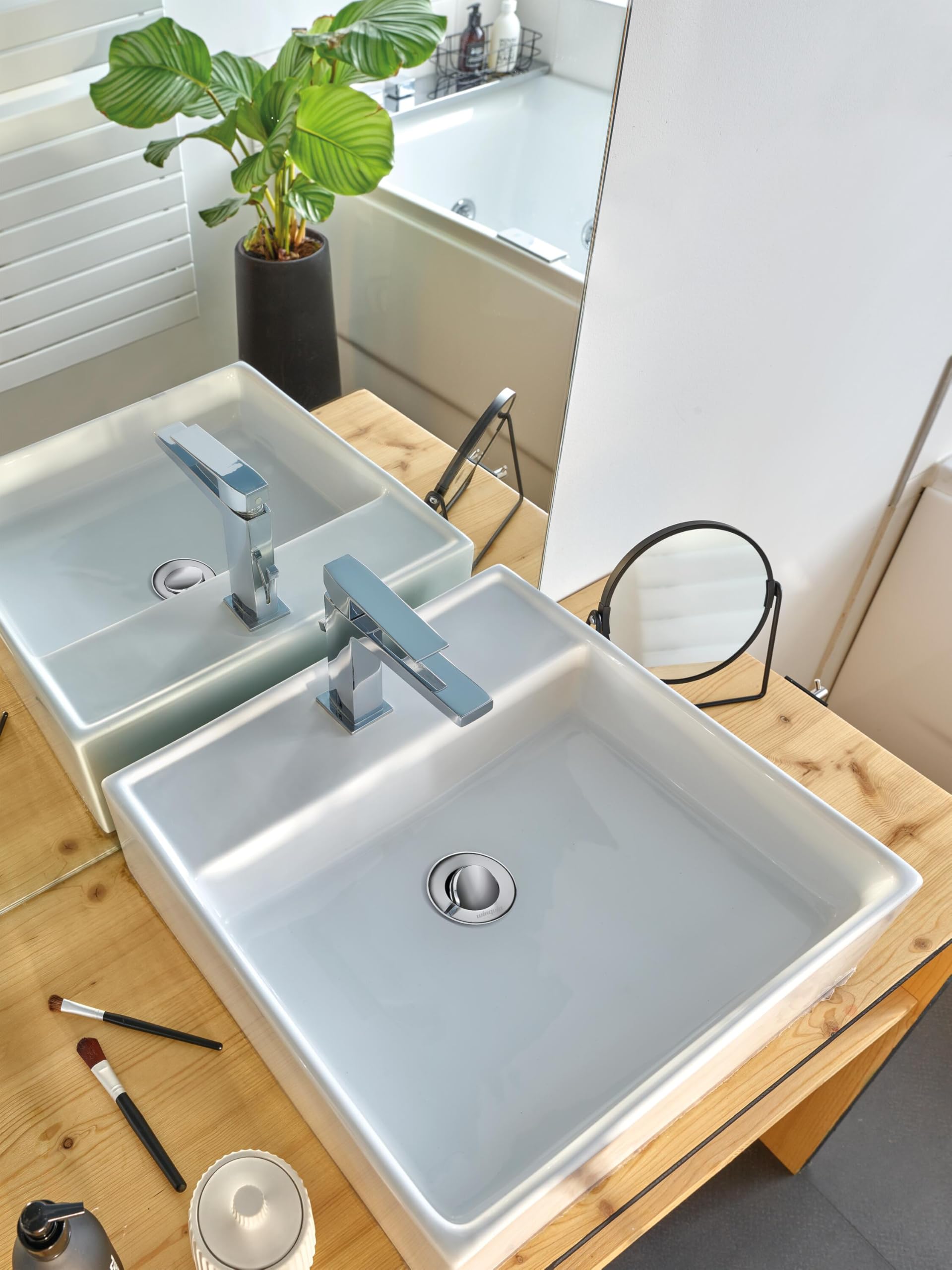 Wirquin 30723428 – Tapón de lavabo latón – Válvula giratoria de 75 mm sin demasiado lleno