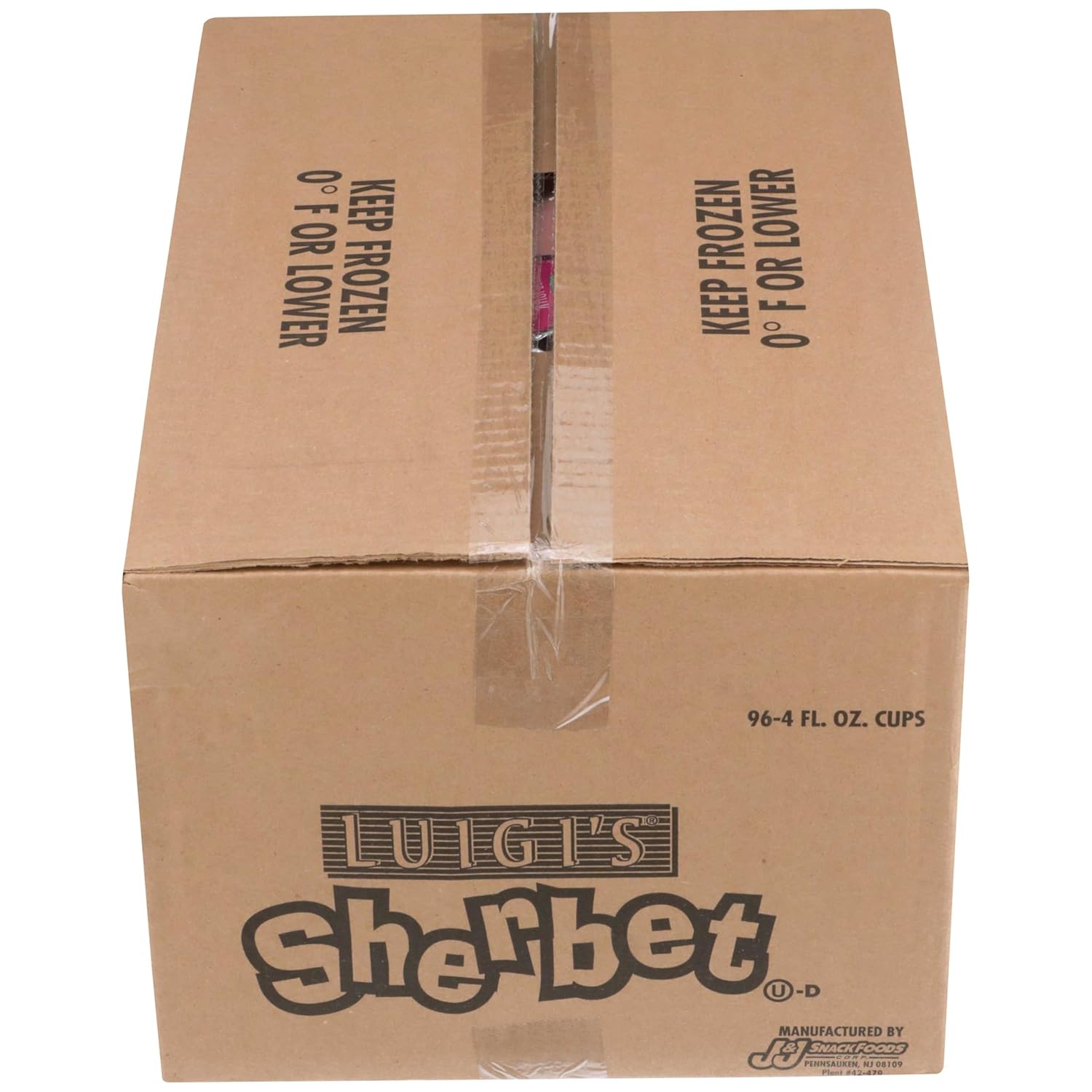 J and J Snack Foods Luigi's Raspberry Sherbet Cup, 4 Ounce, Pink, Disposable, Everyday Use, Everyday Baking