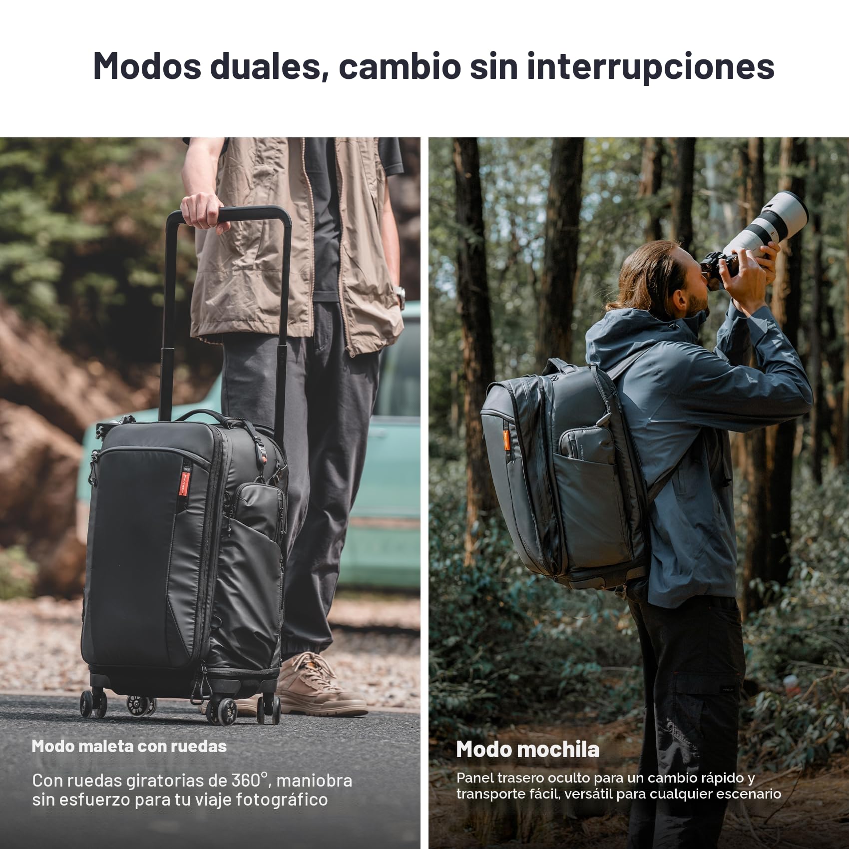 PGYTECH Mochila con Ruedas 2 en 1 Cámara DSLR/SLR/Trípode sin Espejo de Viaje, Equipaje con Ruedas Funda y Antilluvia, Compatible con Portátiles de 17 Pulgadas Canon, Nikon, Sony