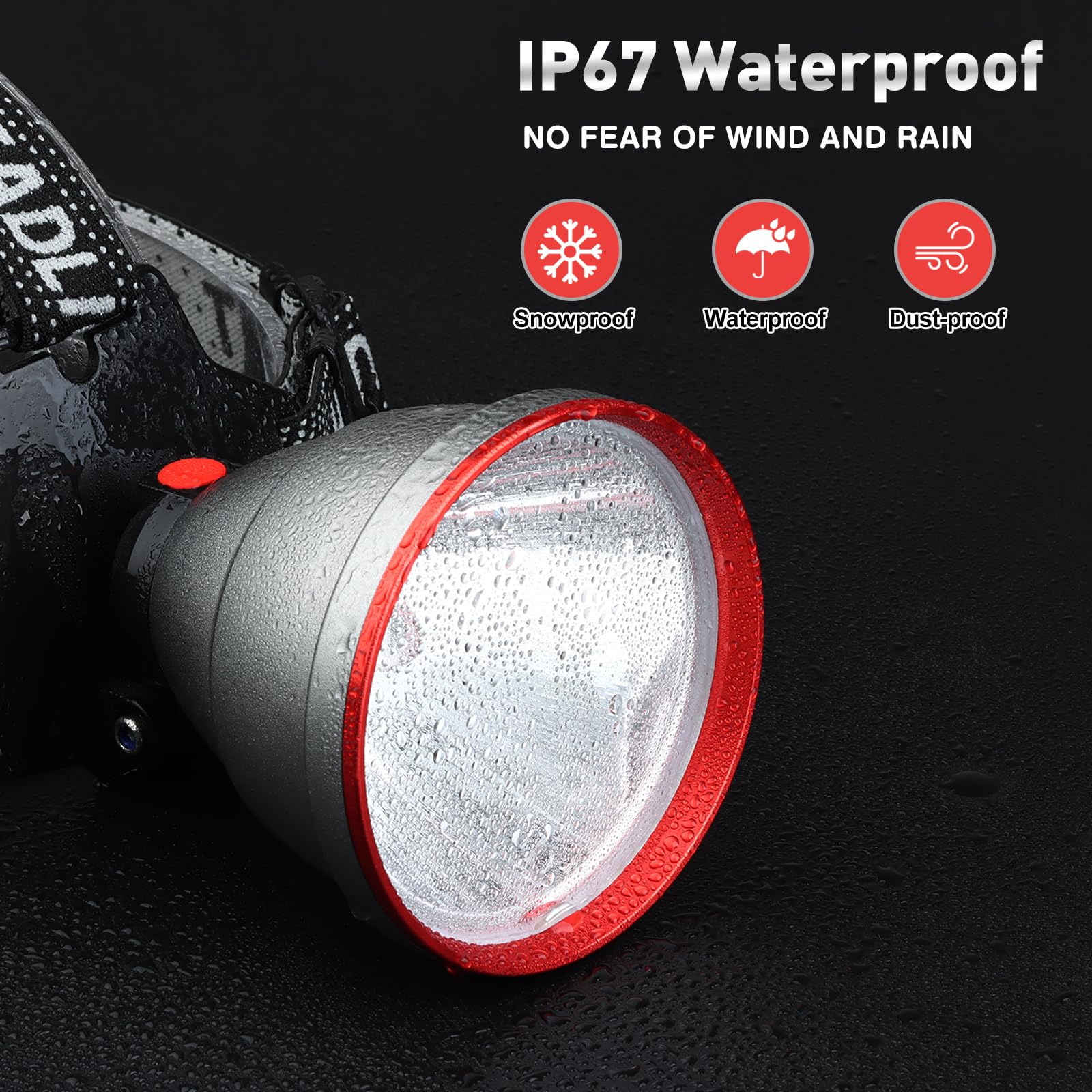Aikertec Wiederaufladbare Stirnlampe, 2 Stück, 180000 Lumen, superhelle Stirnlampe, 80H Stirnlampe batteriebetrieben, 120° verstellbar, IP67 wasserdicht, LED-Stirnlampe für Outdoor, Camping, Angeln