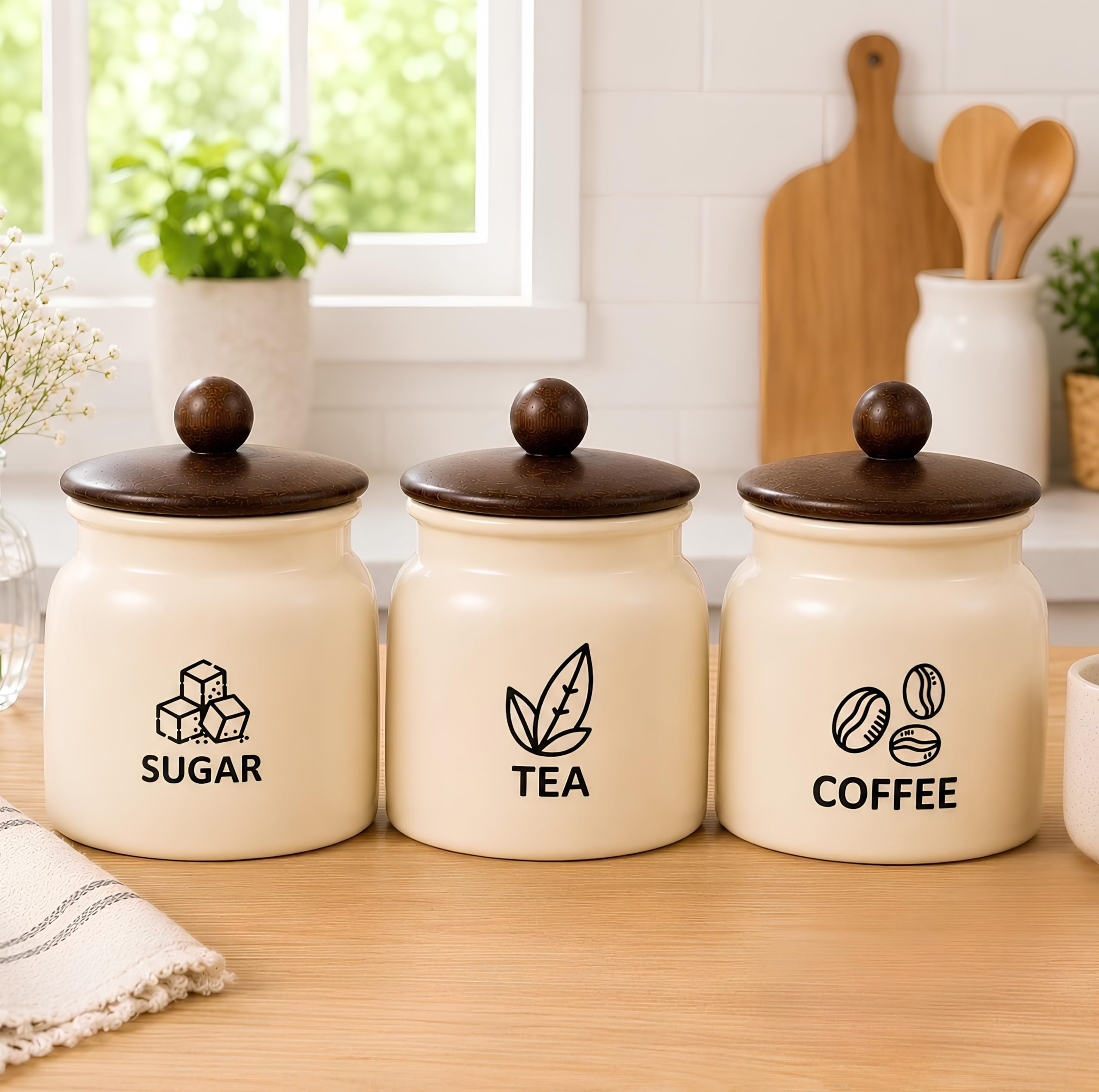 Classyo Premium Tea Sugar Coffee Containers - Set of 3 -1