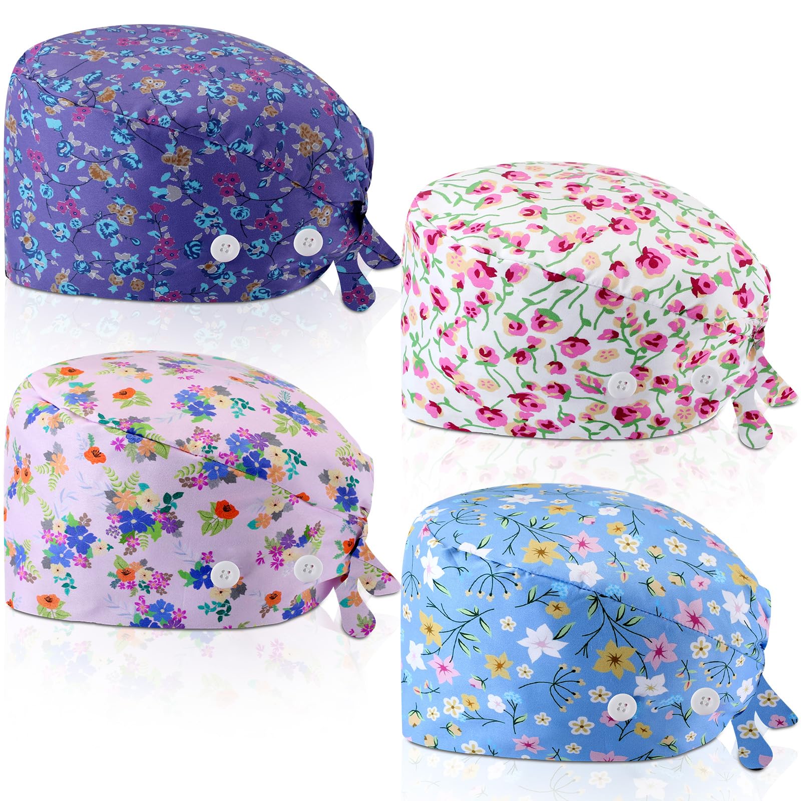 Unittype 4 Pcs Nurse Scrub Caps Women