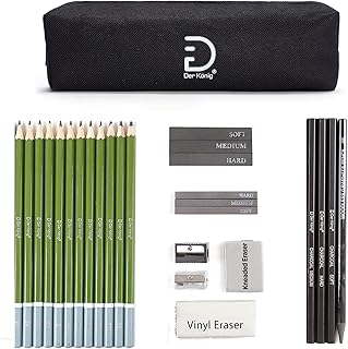 Drawing Pencils Set - Drawing Supplies Kit with Sketch Pencils for drawing (Graphite Art Pencils), Charcoal Pencils, Kneaded Eraser, Pencil sharpener - Sketching Pencils with Pencil Pouch - 27pcs