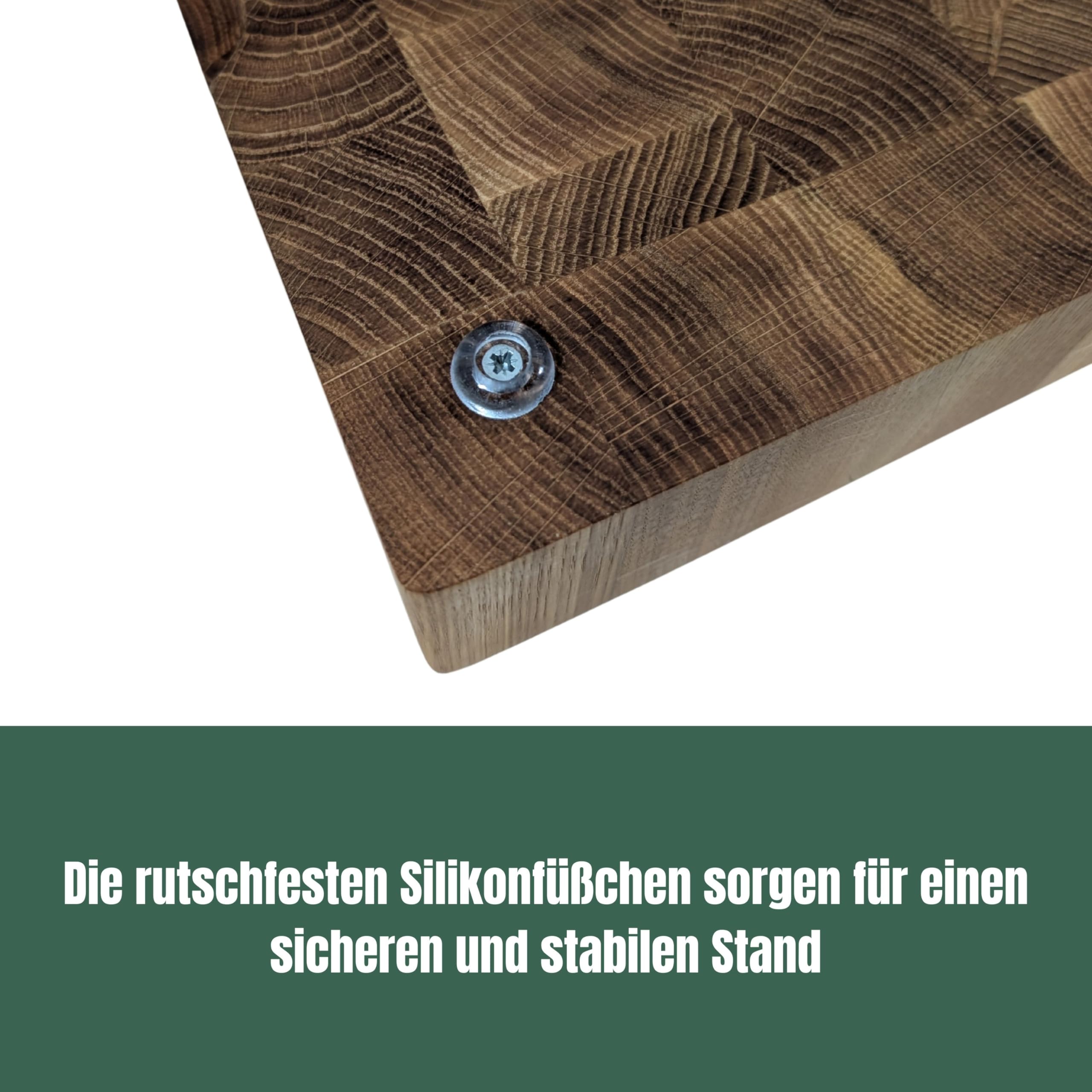 XXL Premium Stirnholzbrett Eiche 50x40x6 cm – Massives Schneidebrett & Hackblock aus Holz – Extra dick, Handgefertigt, Messerschonend – Profi Küchenbrett
