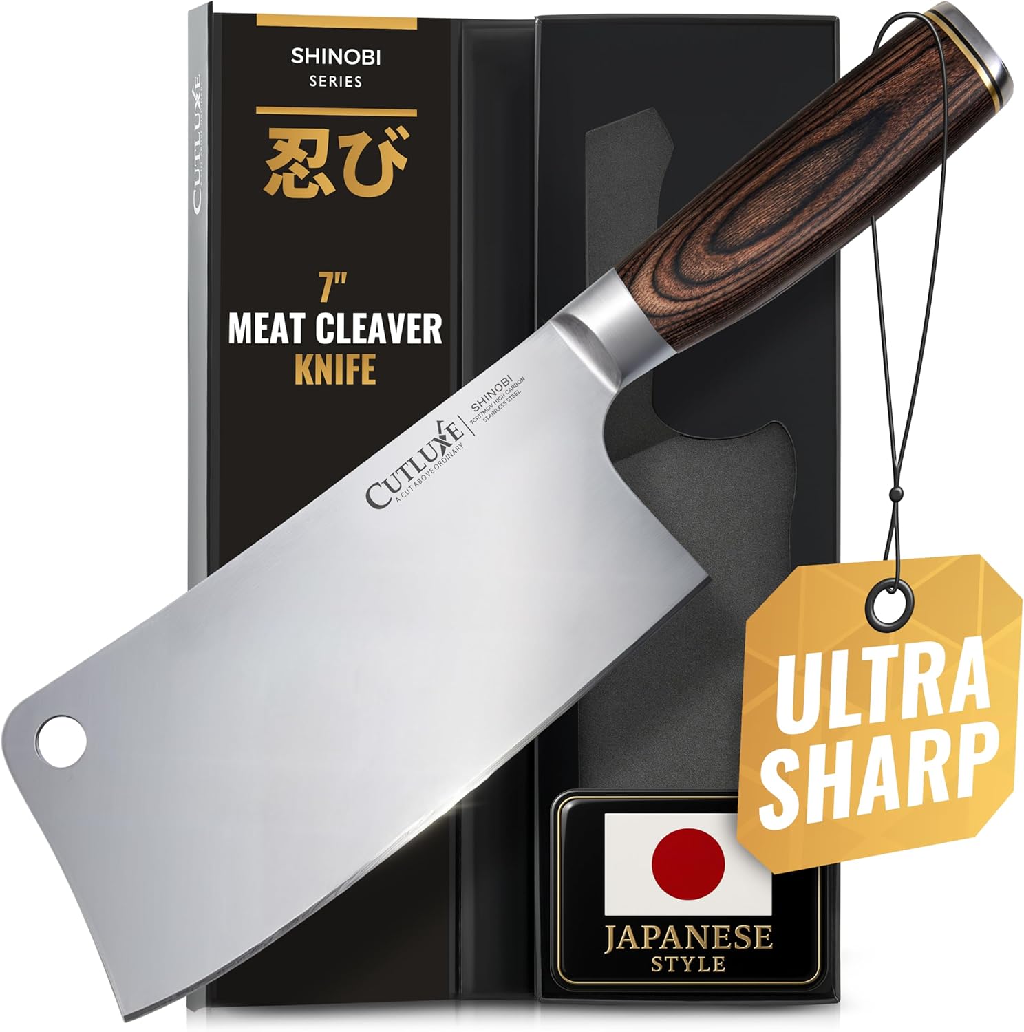 Cutluxe Meat Cleaver Knife – Ultra Sharp 7