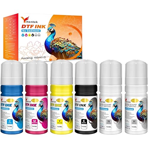 Auto-Fill No Sediment DTF Transfer Ink for Epson ET-8550/ET-8500 Printers, Direct to DTF Film Heat Transfer Ink Conversion Kit (100ml x 6, 2Wh+CMYK)