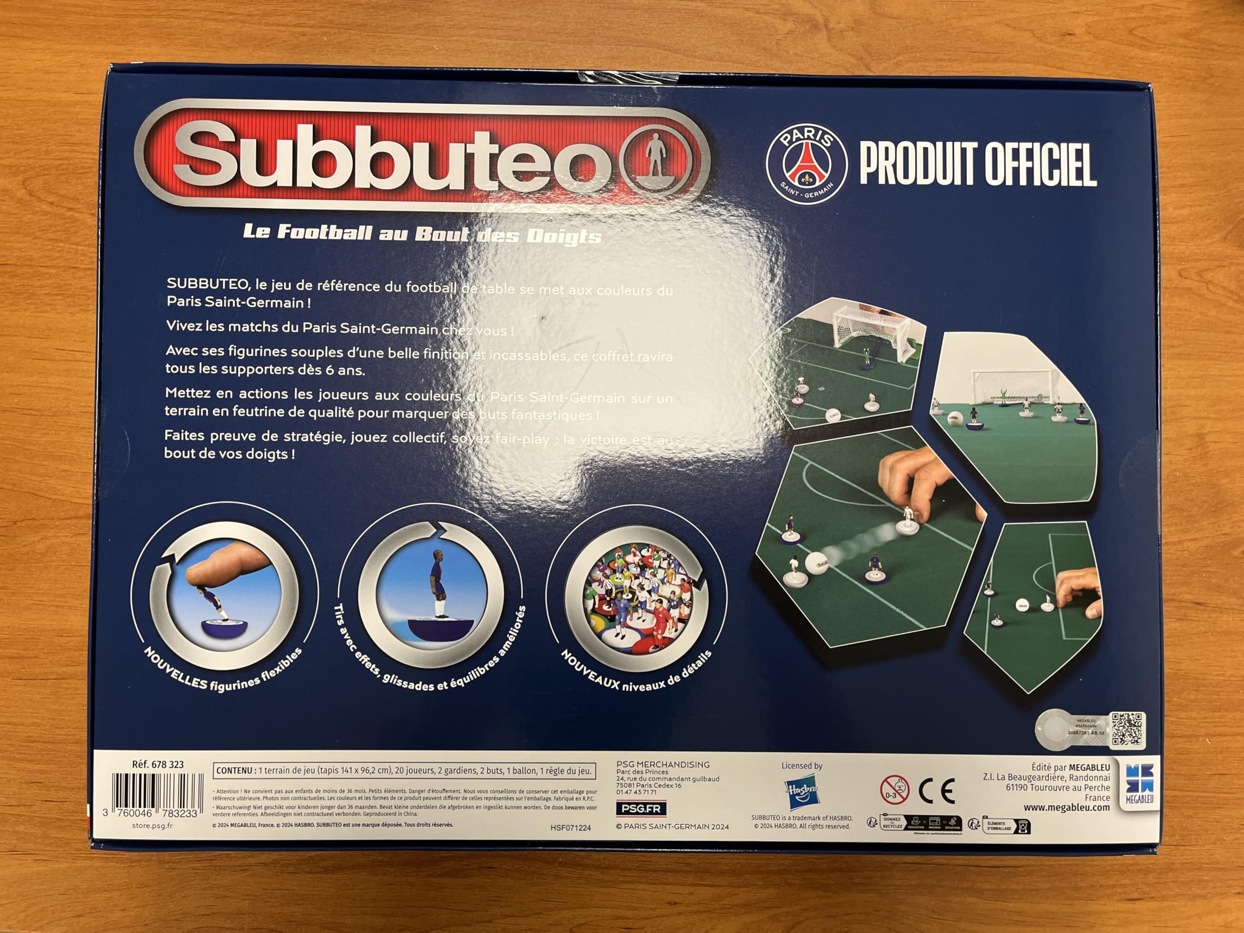 MegaBleu - Subbuteo Paris Saint-Germain - Gioco da tavolo Calcio adulto e bambino dai 6 anni - Gioco di Pichenette Strategico - Prodotto ufficiale PSG - 2 giocatori - Materiale Completo - Versione