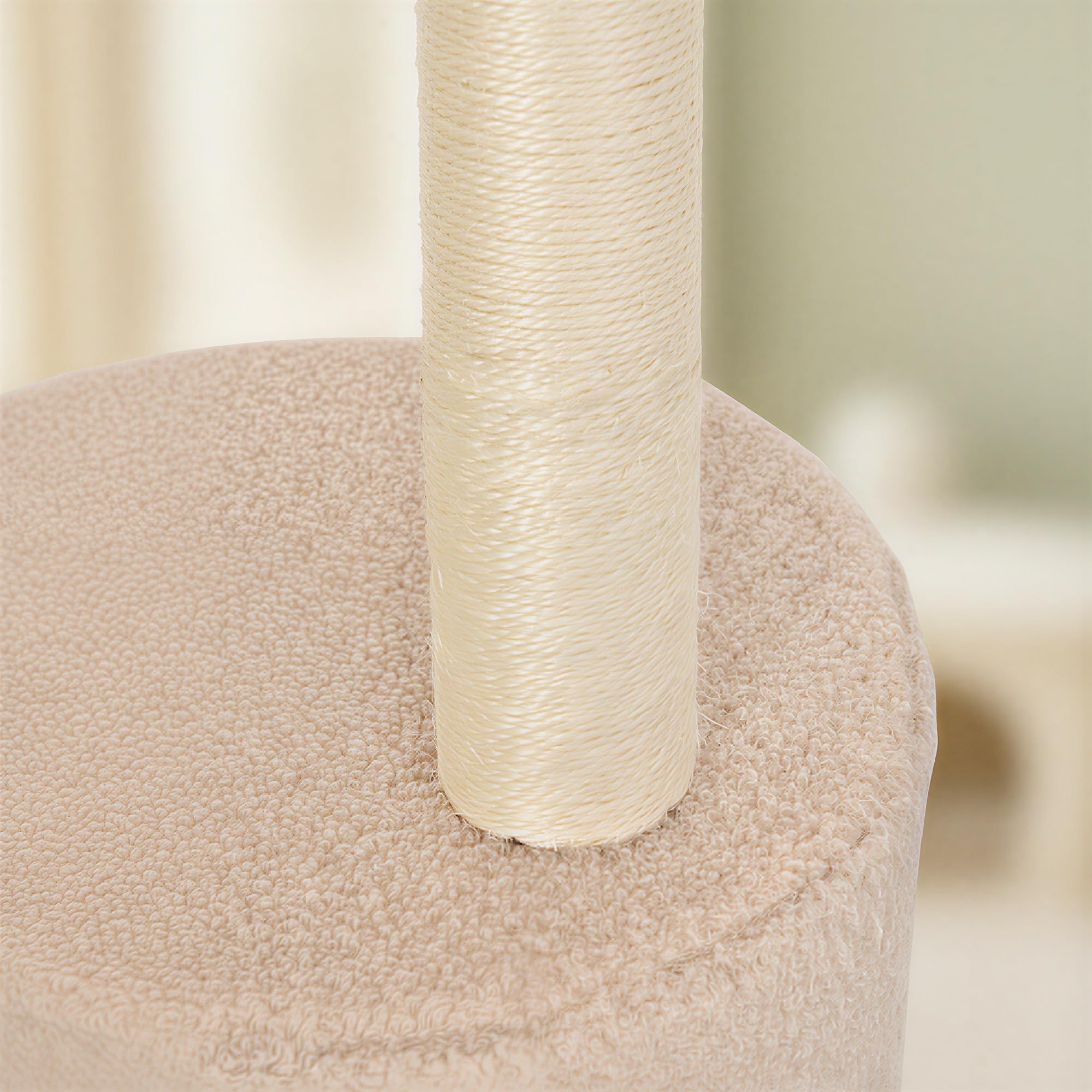 PawHut Árbol Rascador para Gatos Altura 148 cm con 3 Plataformas Beige | Árbol de Actividades para Gatos, Torre, Postes de Sisal, Casita, Bola Colgante