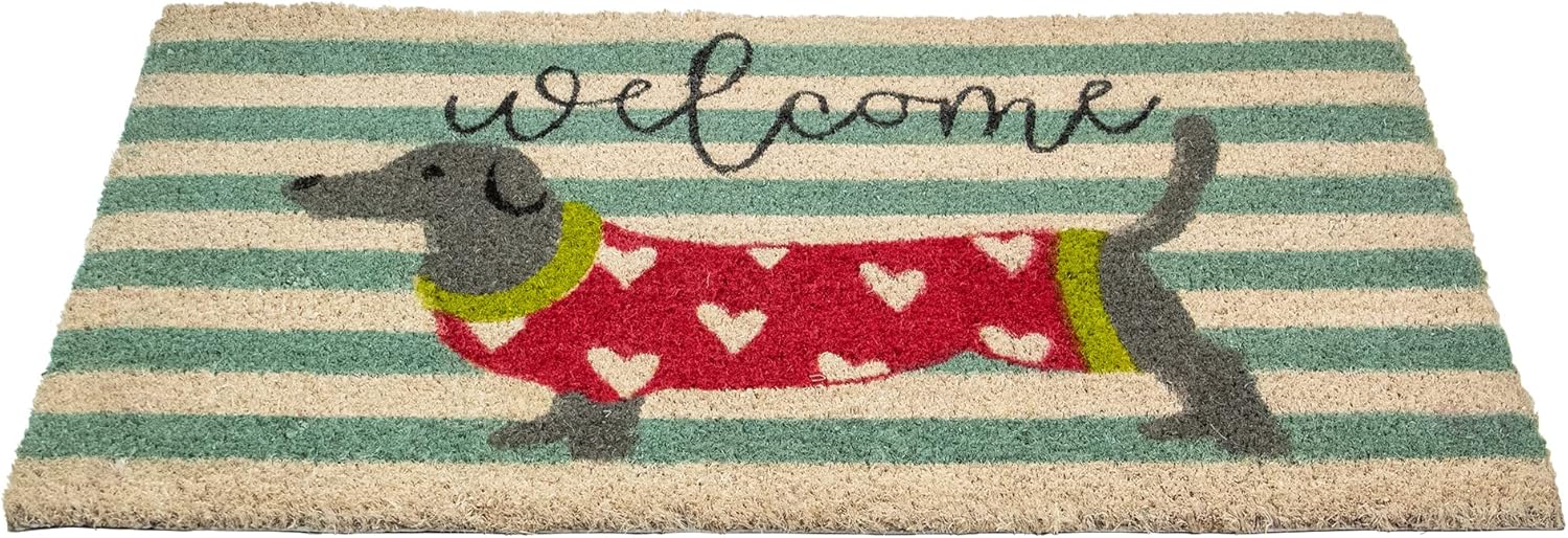 Northlight Natural Coir Rectangular Dachshund Dog Welcome Doormat 18" x 30"