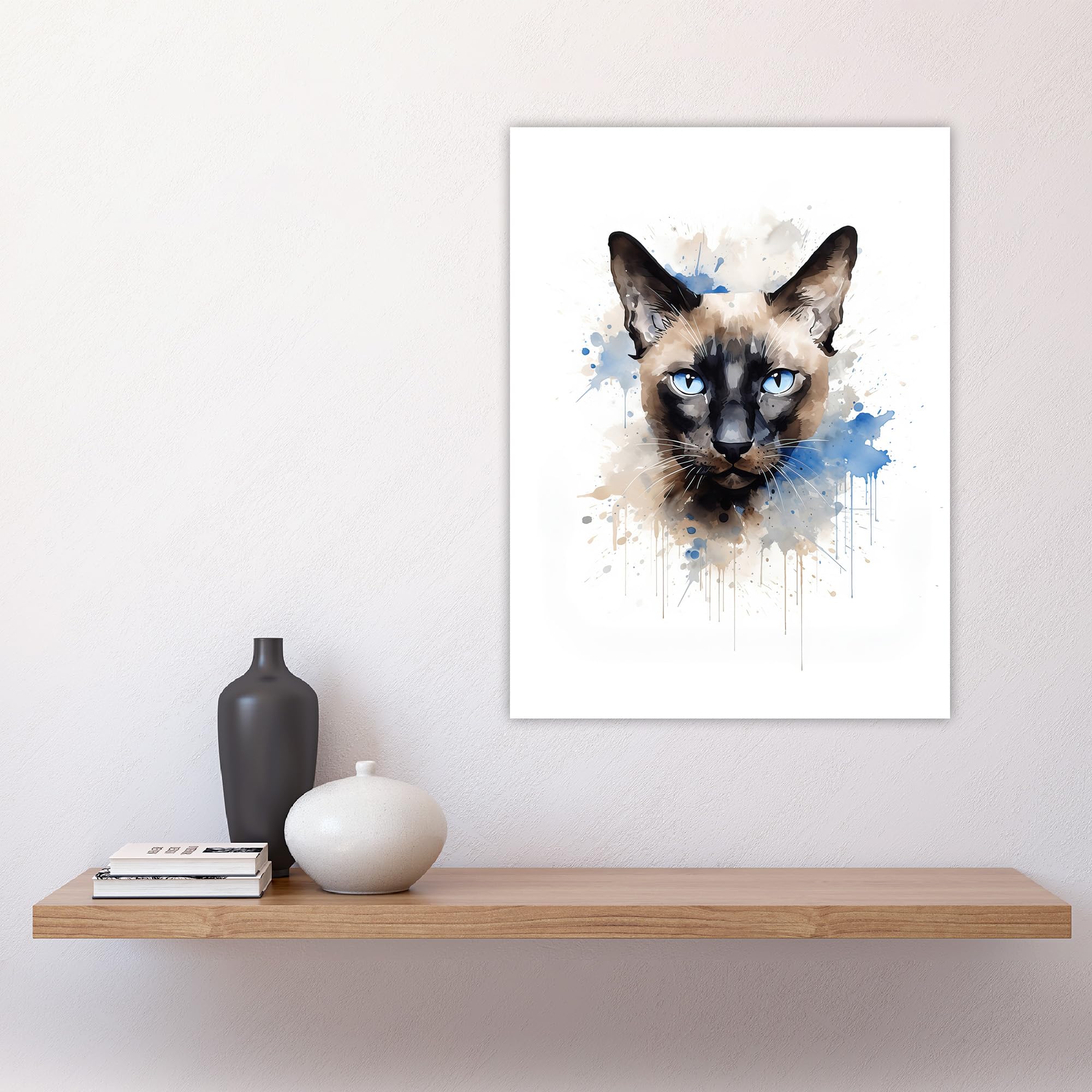 Artery8 Siamese Cat Lovers Gift Watercolour Pet Portrait Painting Artwork Large Wall Art Poster Print Thick Paper 18X24 Inch - Image 4