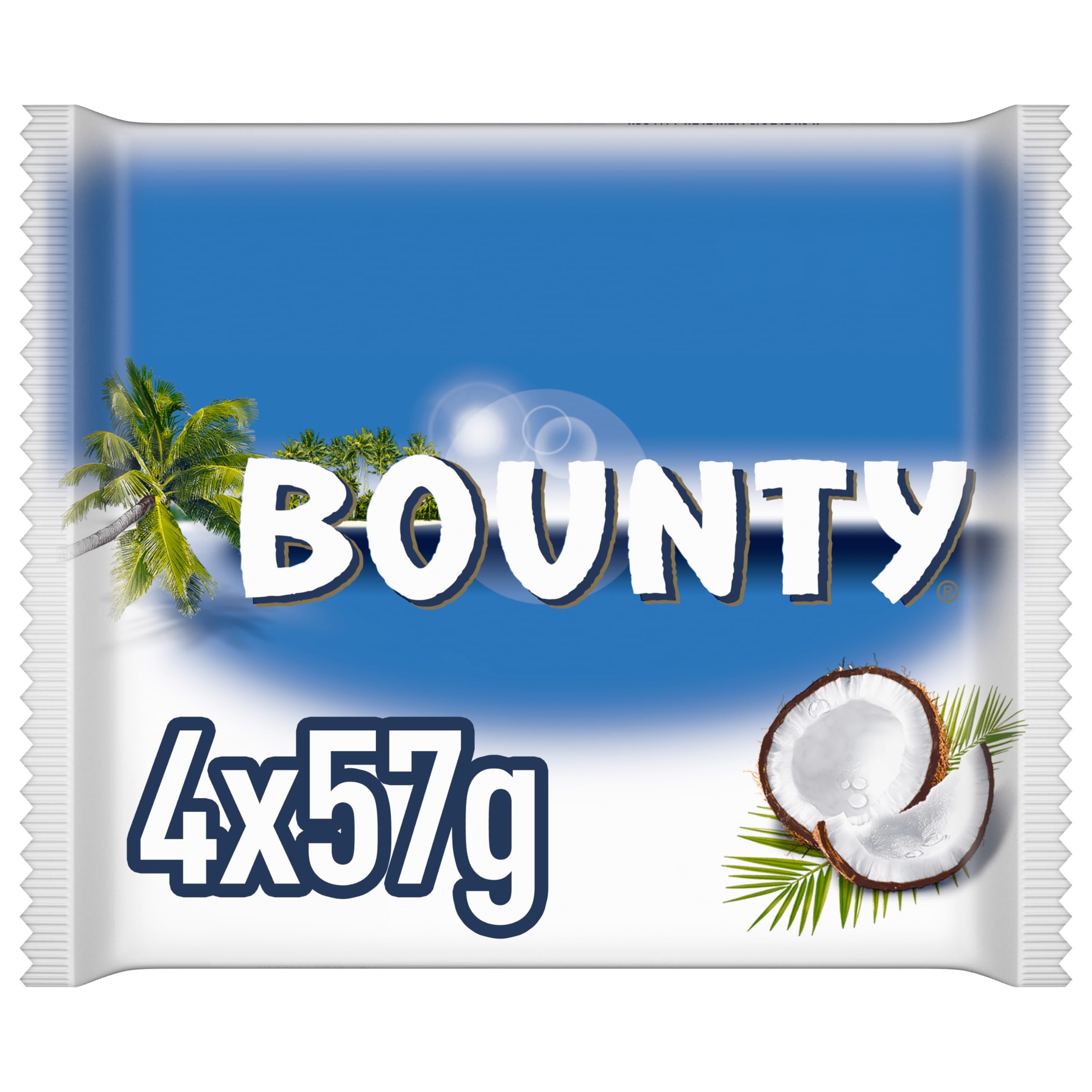 BOUNTY Multipack 4x57g (2x28,5g) I Schokoriegel I Kokos I Milchschokolade I Schokolade mit Kokosnuss