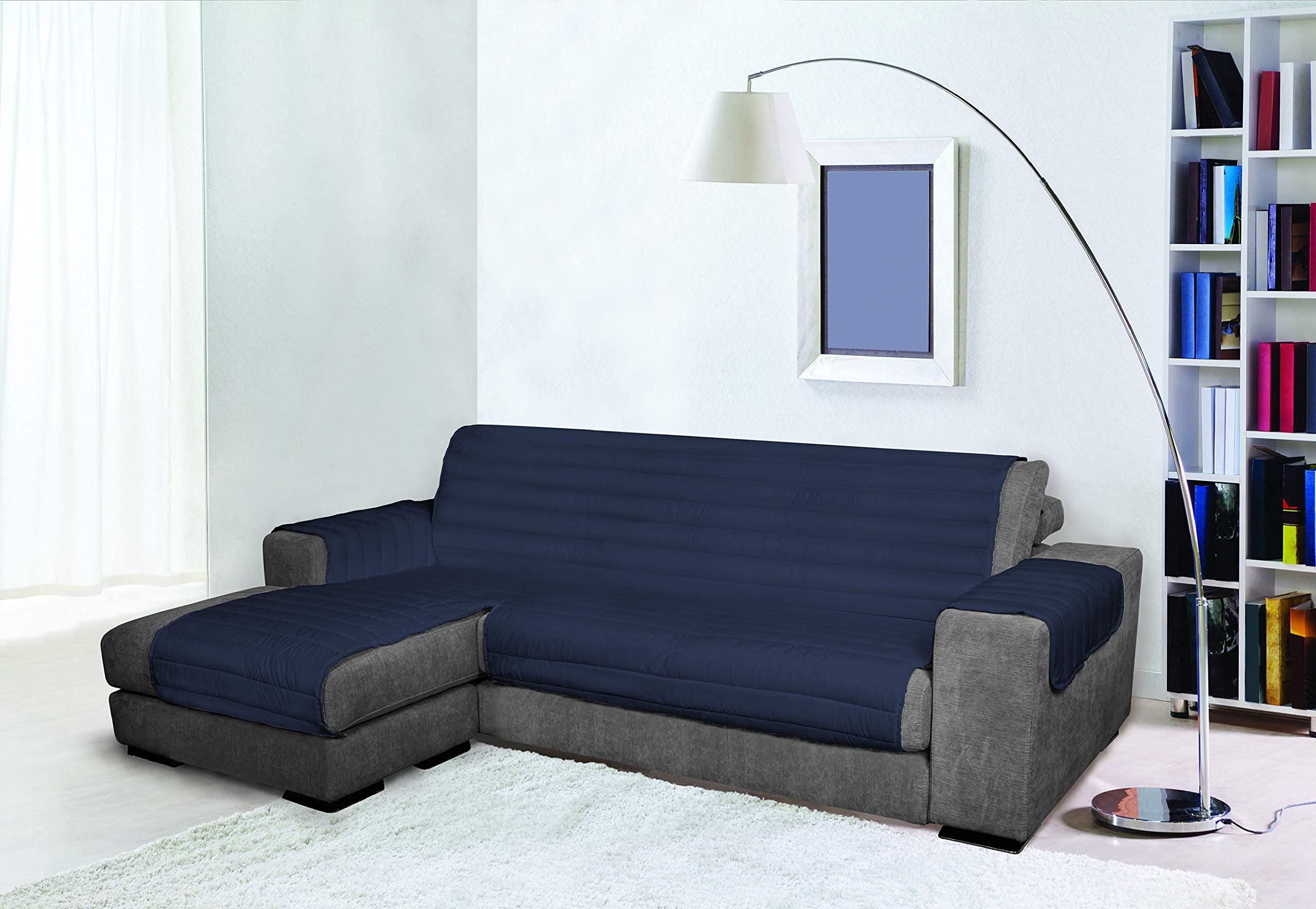 Trendy Wodoodporny i dwulicowy pokrowiec na sofę, ciemnoniebieski 240 cm, 100% mikrofibra