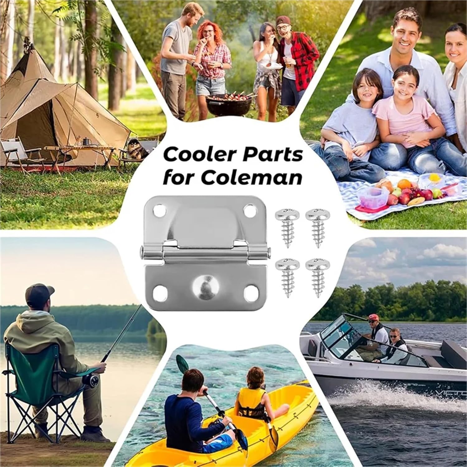 Cooler Hinge 16pcs Stainless Steel Cooler Hinge Replacement with Screws, Accessories Set for Replacement Parts,Camping,Tailgates