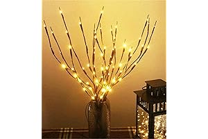 3pcs LED Twig Tree Decorations with 6H Timer Battery-Operated Warm White Fairy Lights
