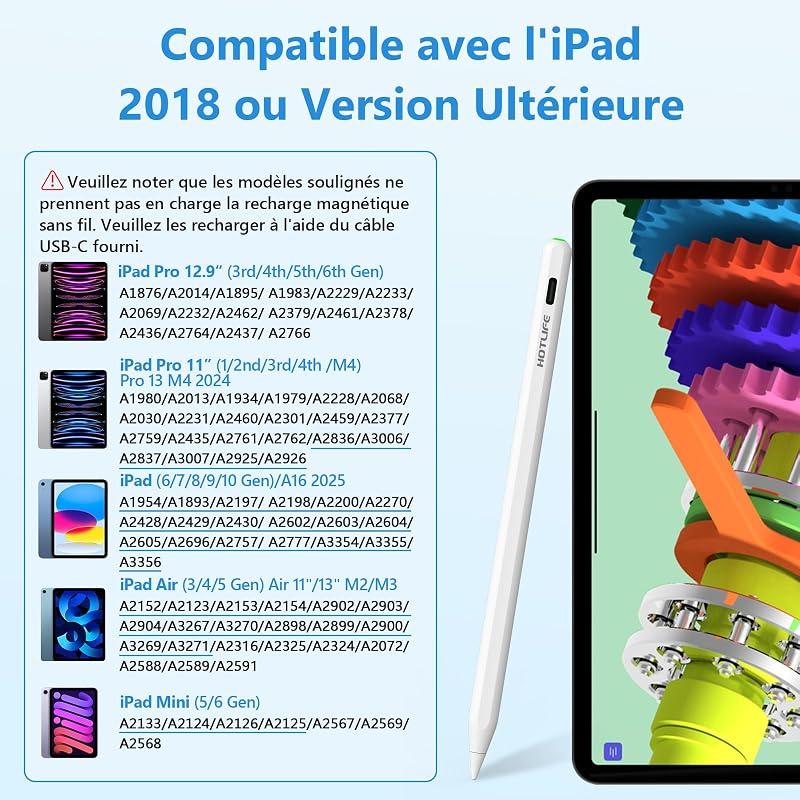 HOTLIFE iPad stylus toll mágneses aktív ceruza pálmafelismeréssel fehér